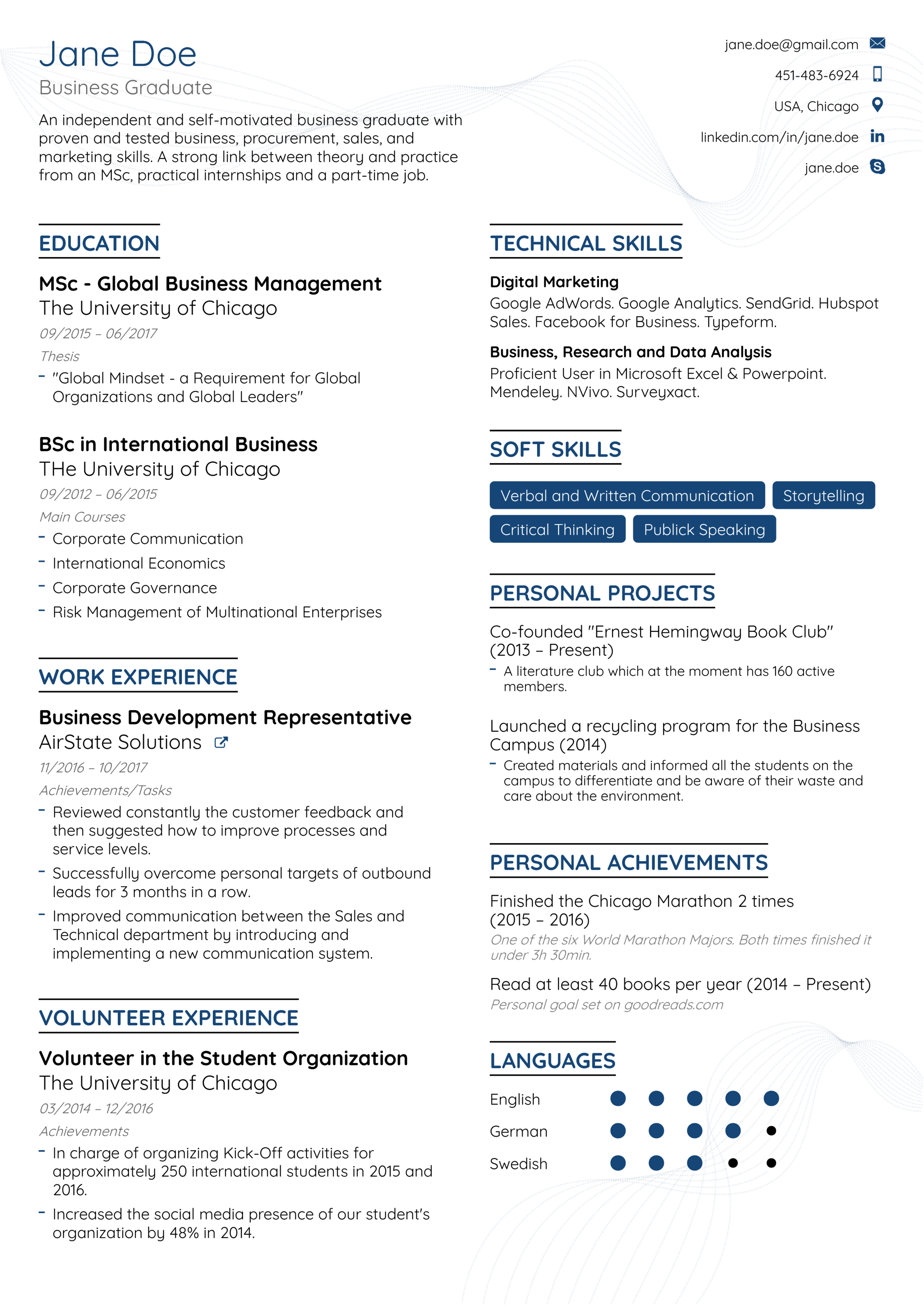 graduate resume example