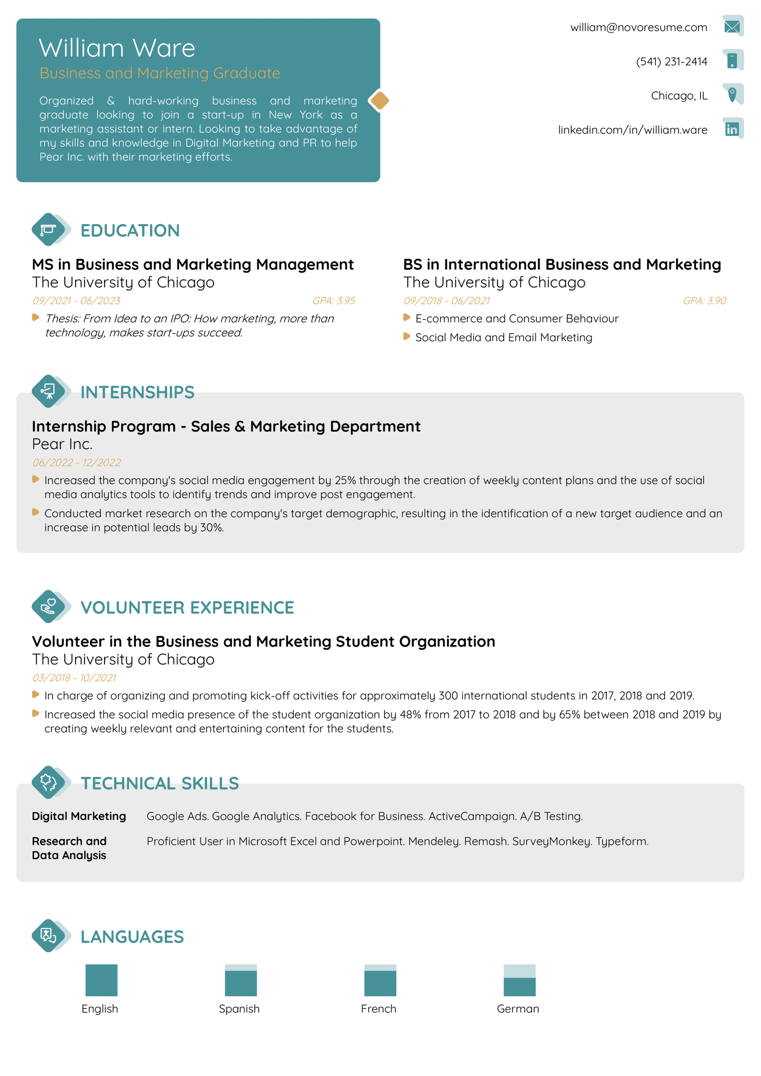 Combined Student Resume Template