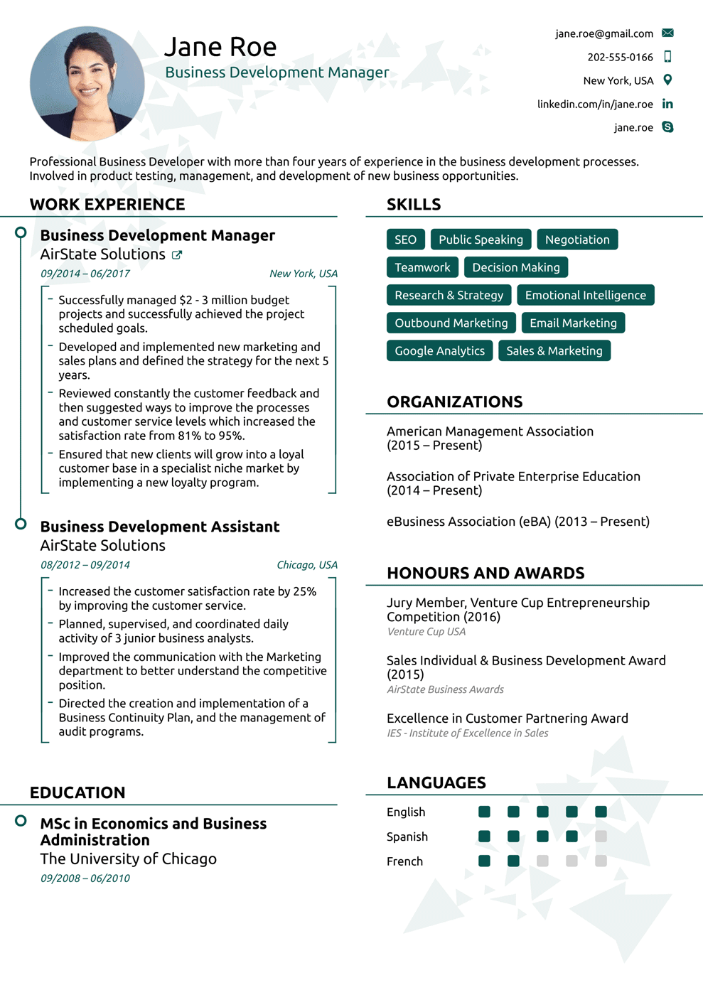 modern one page resume template