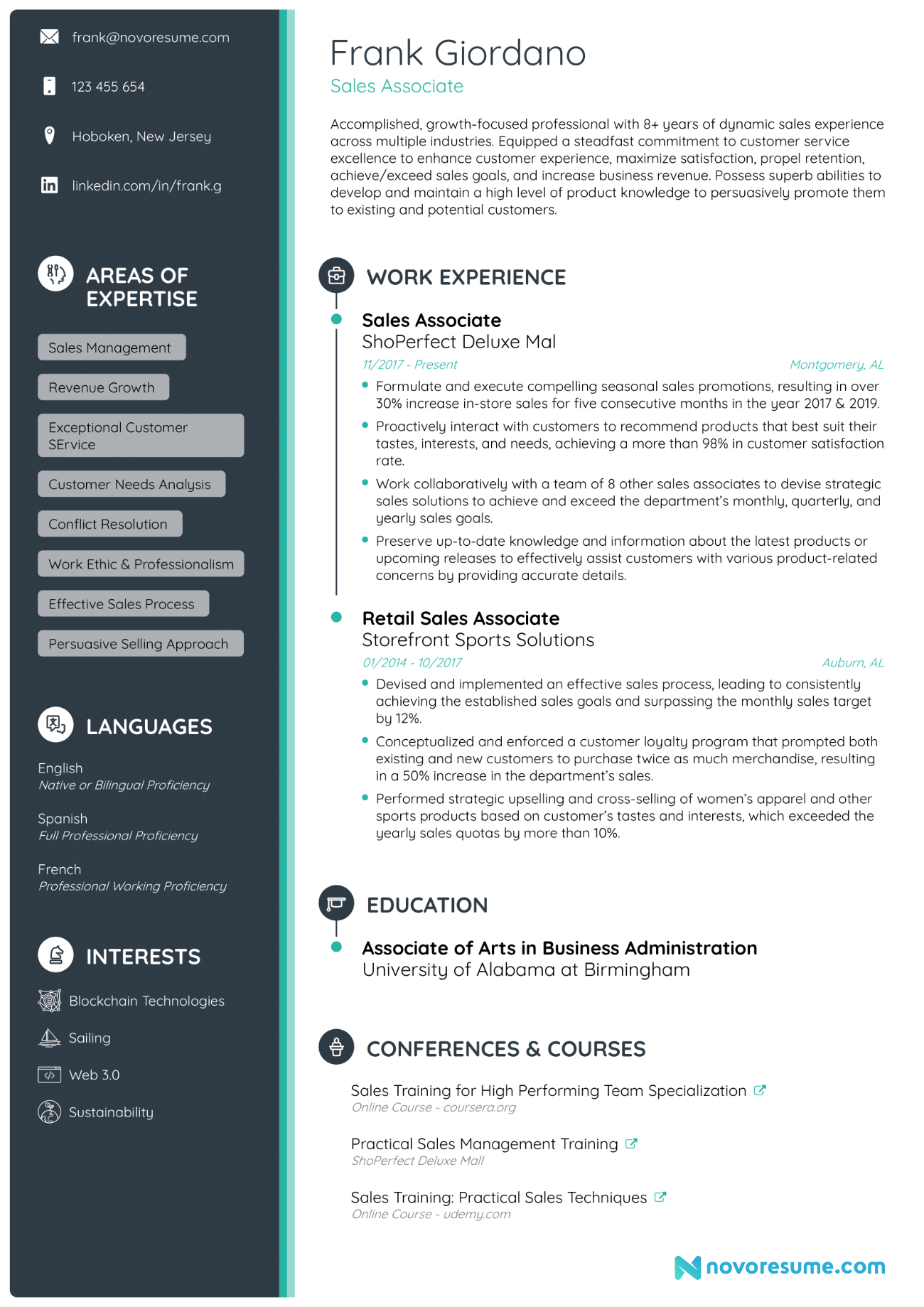 sales associate resume example